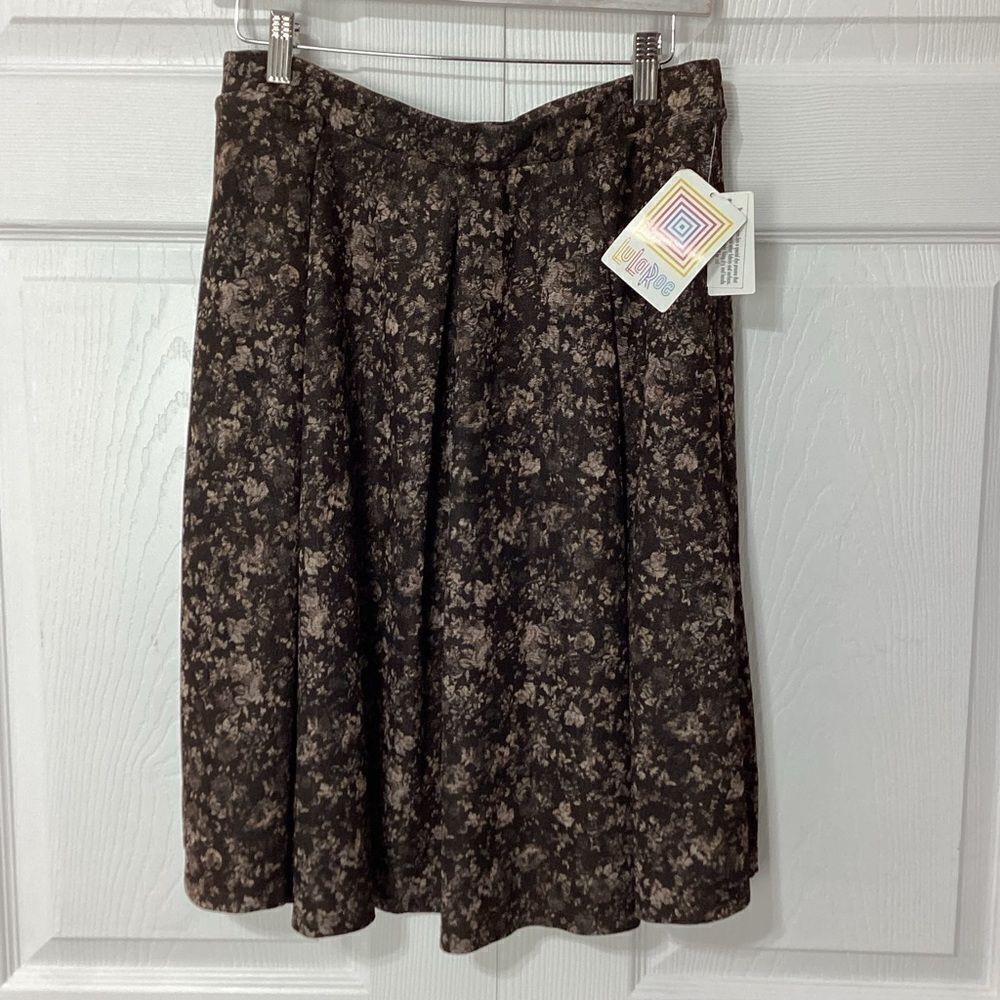 LuLaRoe Madison Skirt Brown Floral L NWT